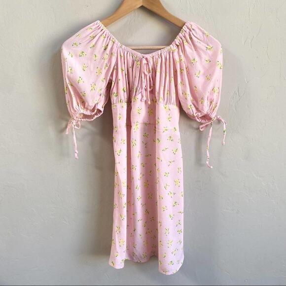NWT Faithfull The Brand Thea Luda Flora Pink Mini Dress - Picture 1 of 8